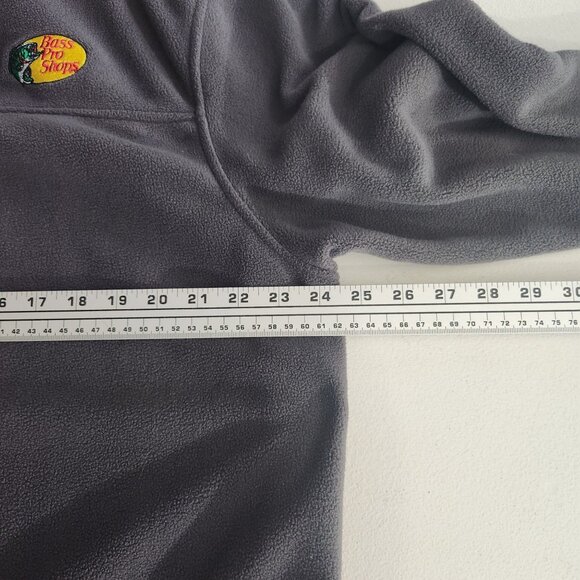 Bass Pro Shops Pullover Sweater Gray Quarter-Zip drawstring Long-Sleeve Fleece - Picture 8 of 9